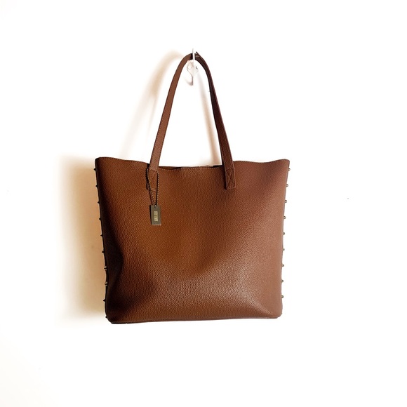 Genuine Leather Caramel Tote - Picture 4 of 5